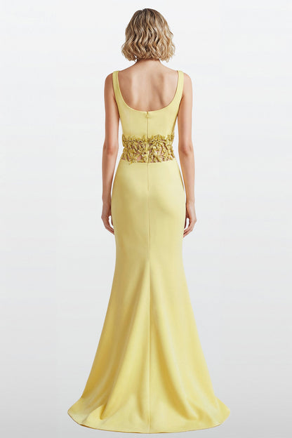 Scoop-Neck Embroidered Waist Gown