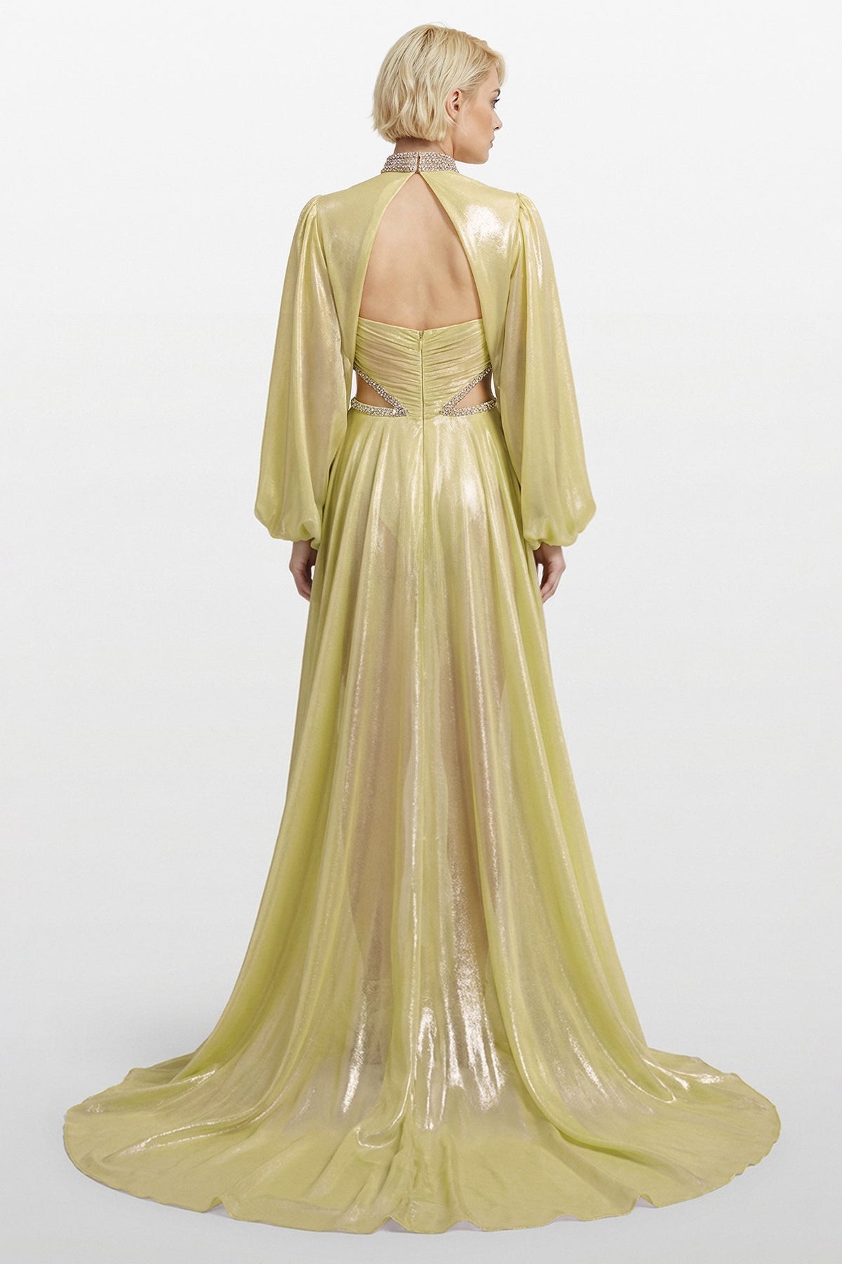 Draped Halter Cut-Out Gown