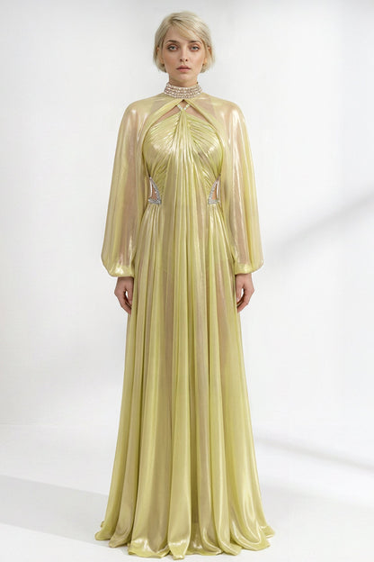 Draped Halter Cut-Out Gown