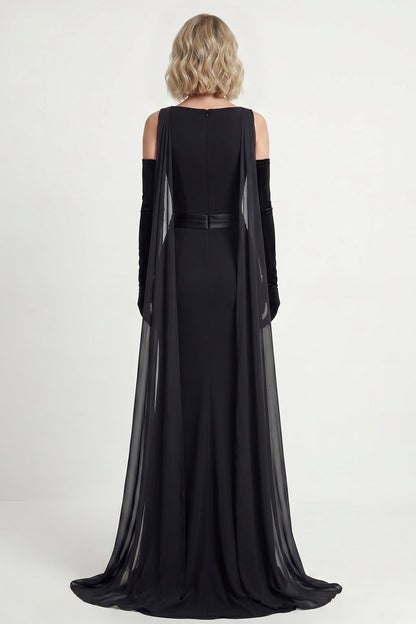 Crystal Lattice Chiffon-Cape Gown