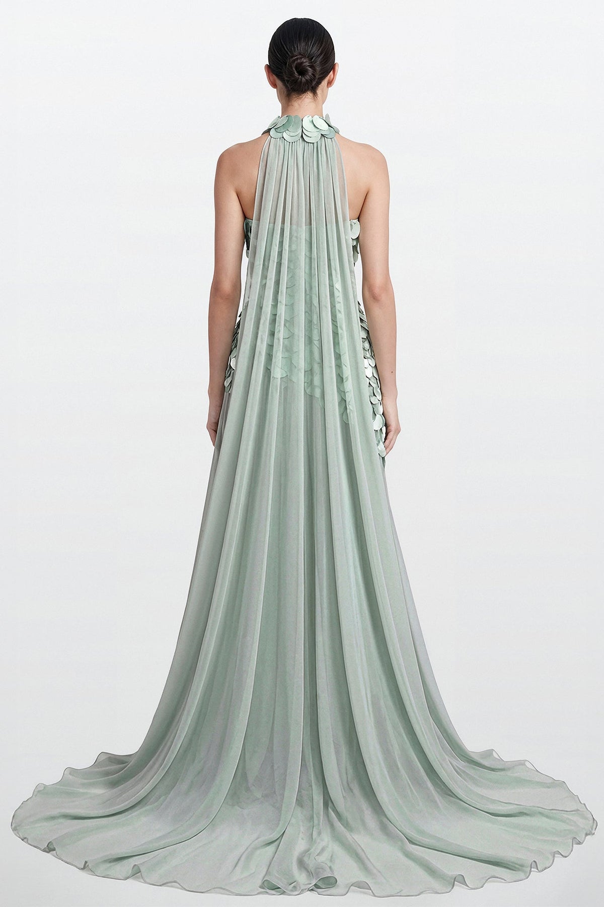 Strapless Paillette Slit Gown