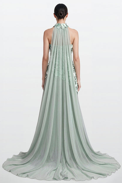 Strapless Paillette Slit Gown