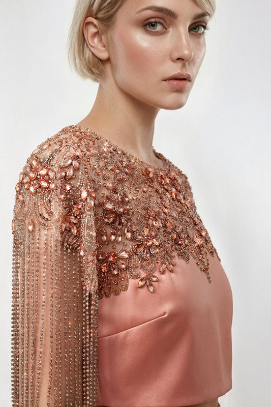 Beaded Fringe Crop-Top Set