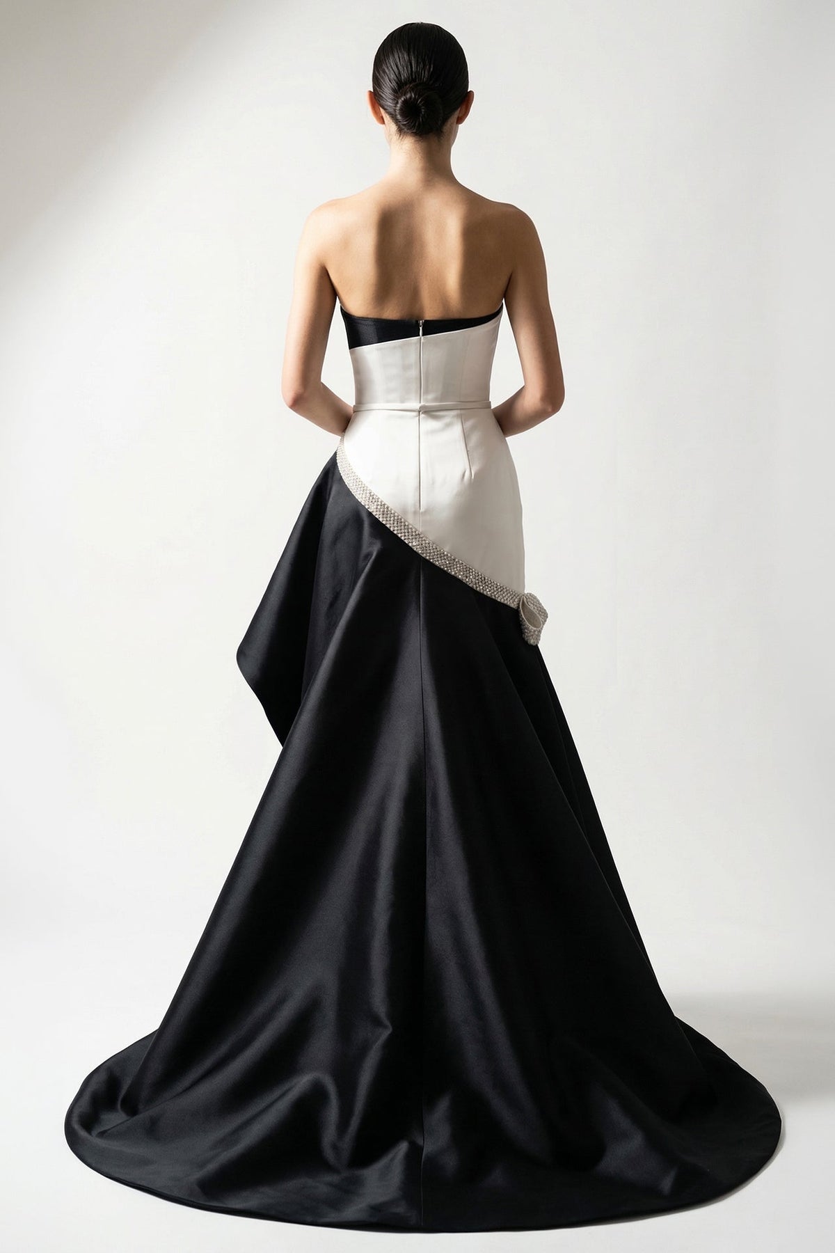 Strapless Cascading Overskirt Gown