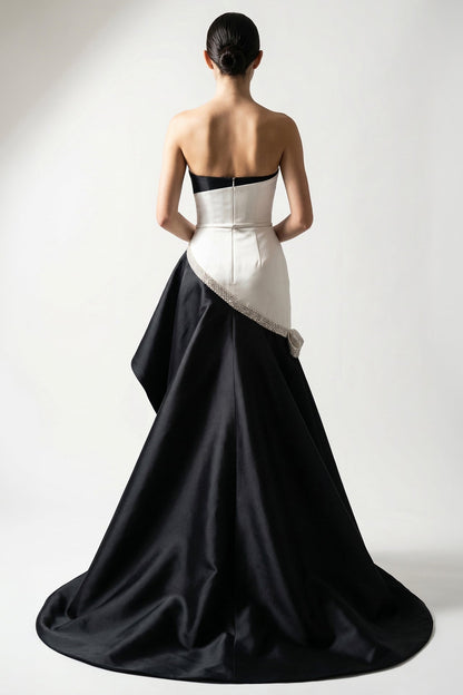 Strapless Cascading Overskirt Gown