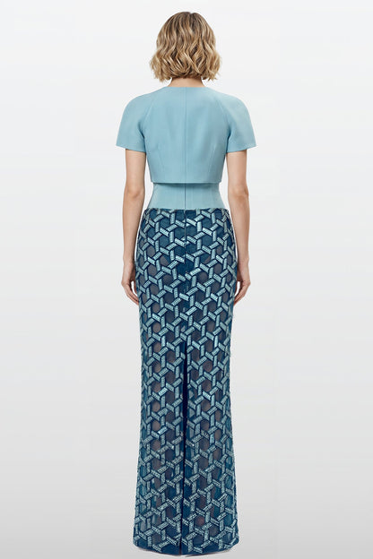 Bolero Geometric Beaded Gown