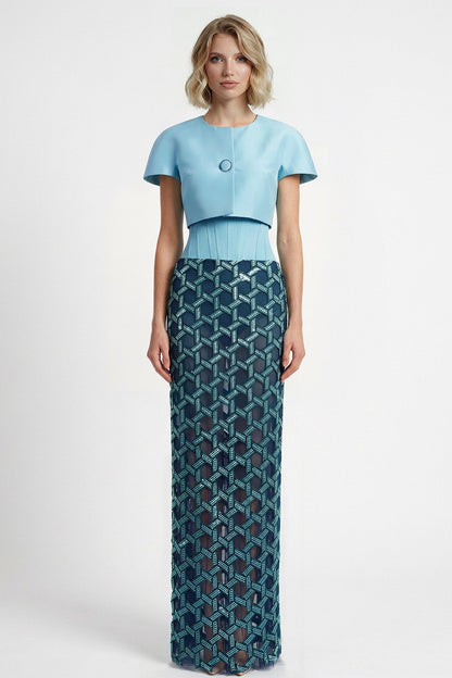 Bolero Geometric Beaded Gown
