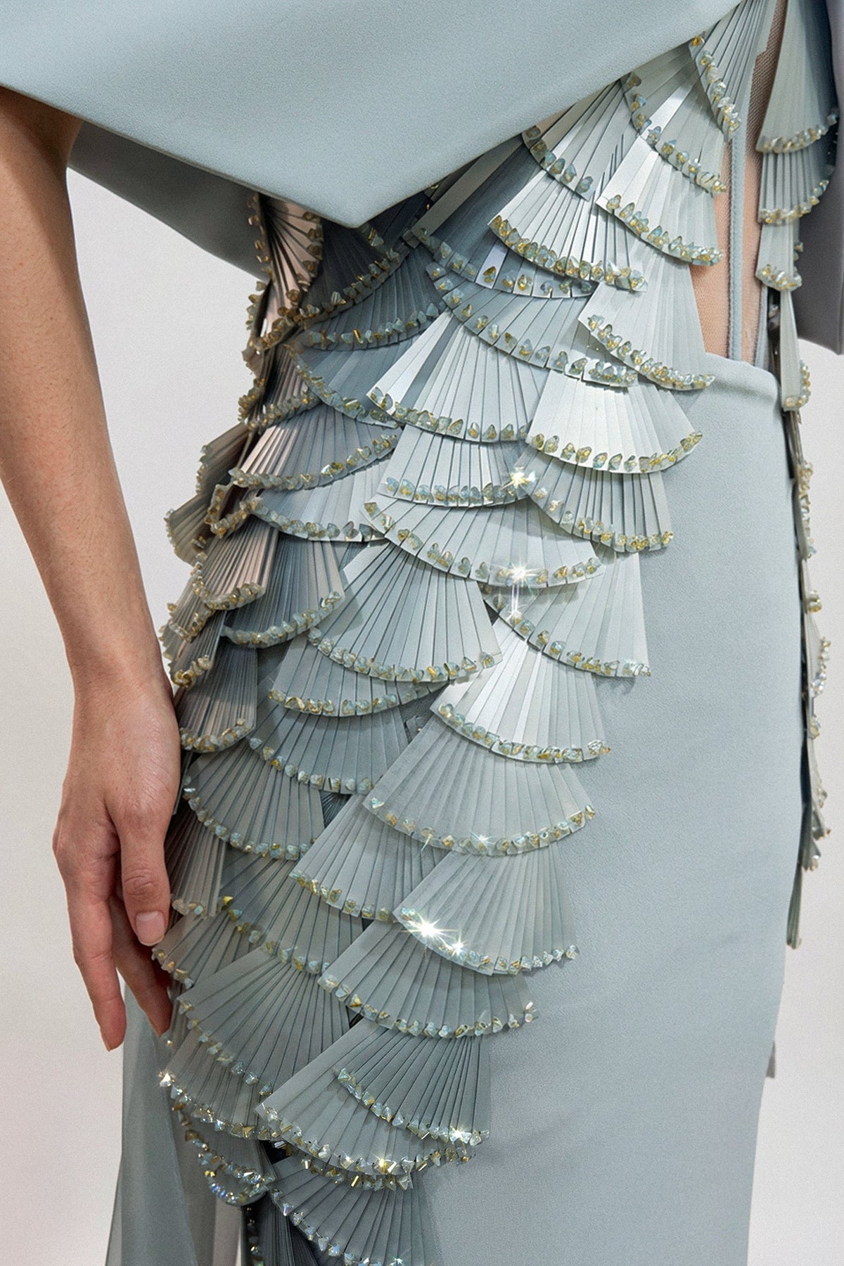 Off-Shoulder Draped Train Gown