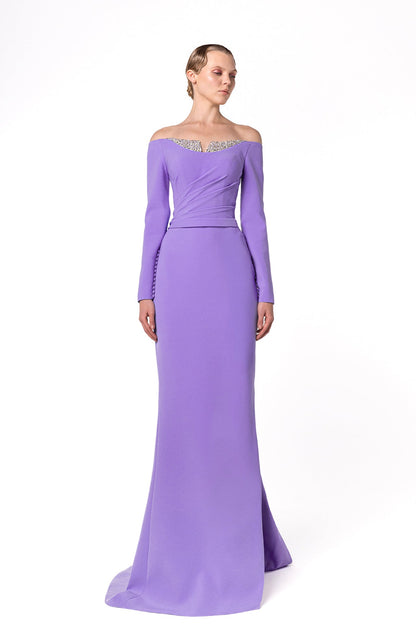 Off-Shoulder Ruched Mermaid Gown
