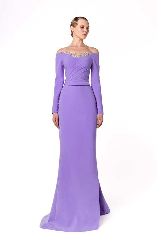 Off-Shoulder Ruched Mermaid Gown