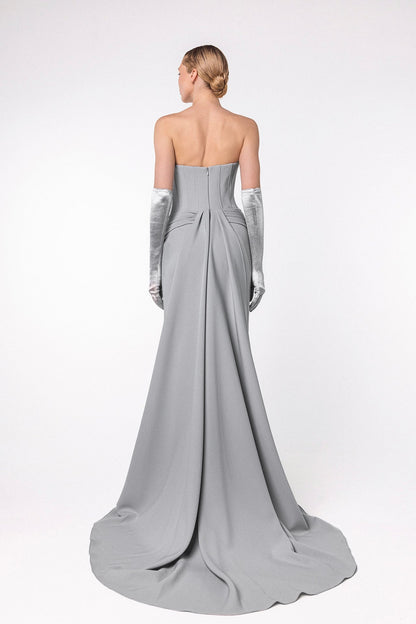 Pearl-Draped Corset Mermaid Gown
