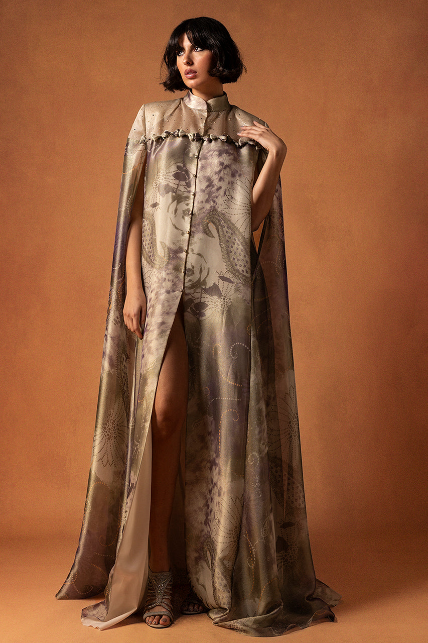 Printed Silk Cape Kaftan