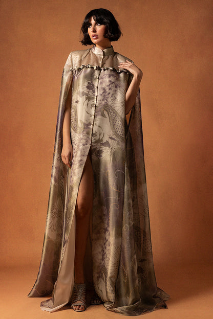 Printed Silk Cape Kaftan