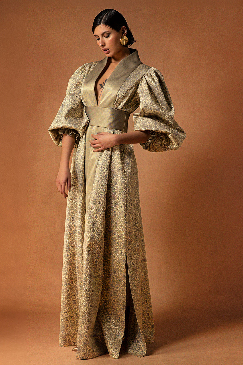 Brocade Balloon-Sleeve Kaftan