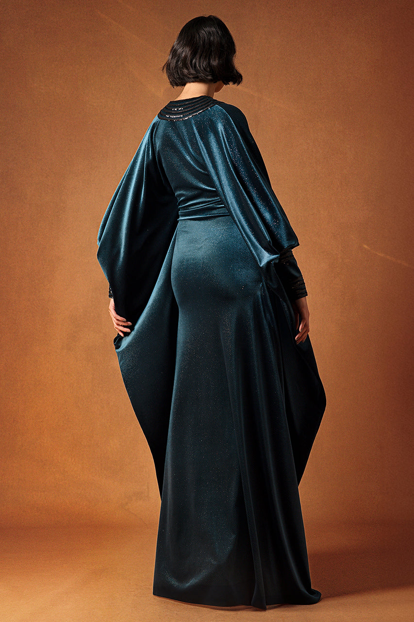 V-Neck Velvet Batwing Kaftan
