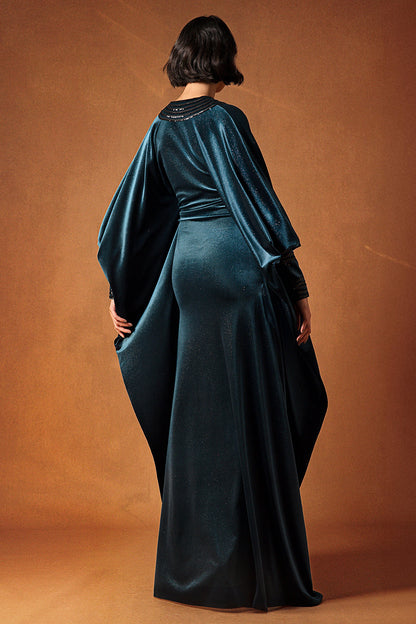 V-Neck Velvet Batwing Kaftan