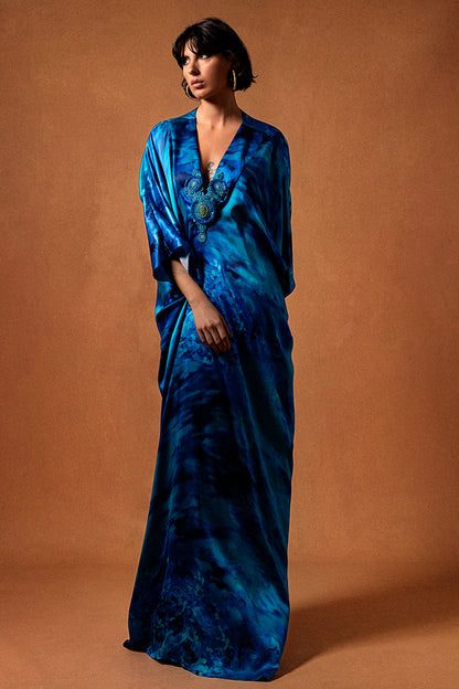 Printed Dolman-Sleeve Kaftan