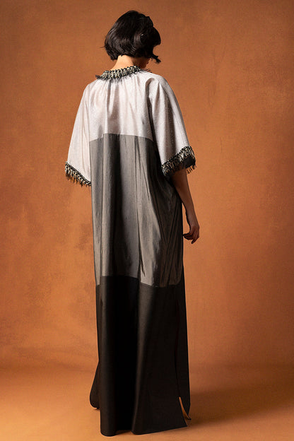 Beaded V-Neck Organza Kaftan