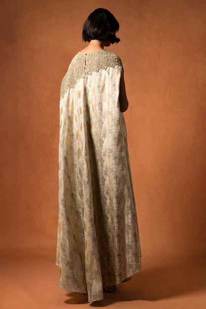 Guipure-Yoke Jacquard Kaftan