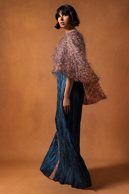 Fringed Cape-Sleeve Kaftan