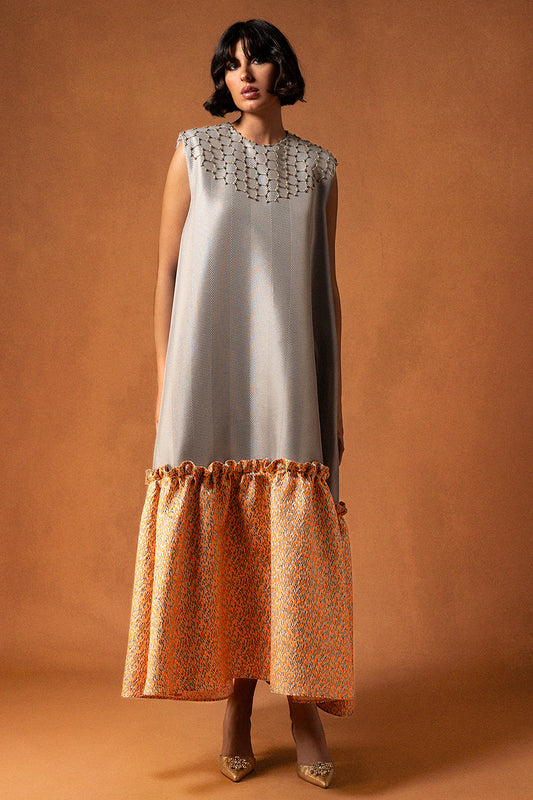Gathered-Hem Jacquard Kaftan