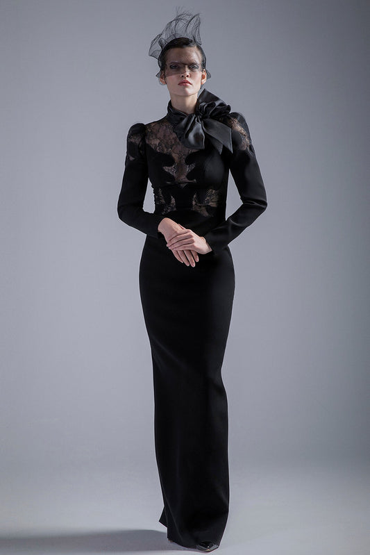 Black Long Sleeve & Lace Gown