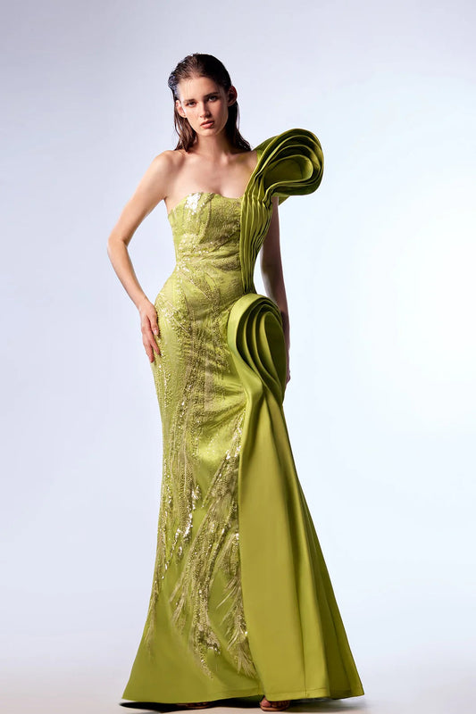Embroidered One-Shoulder Dress