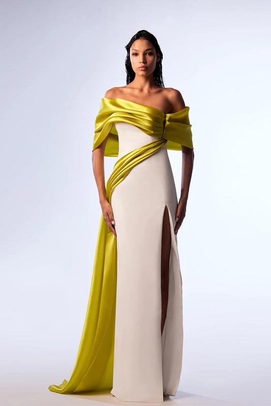 Off-Shoulder Draped Material Gown