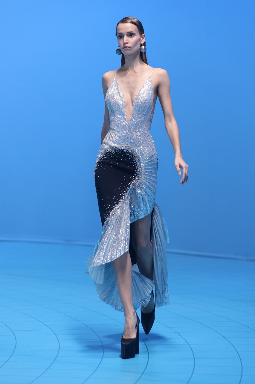 Crepe Tulle Dress