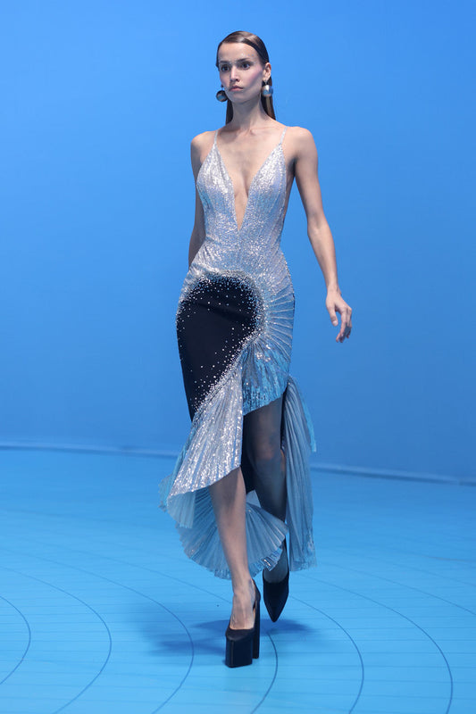 Crepe Tulle Dress