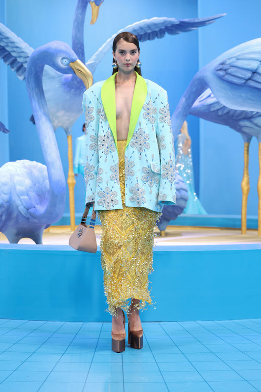 Beaded Crepe Jacket and Tulle Skirt