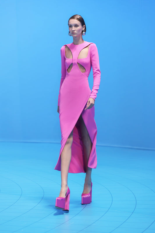 Crepe Dress with Cut-Out