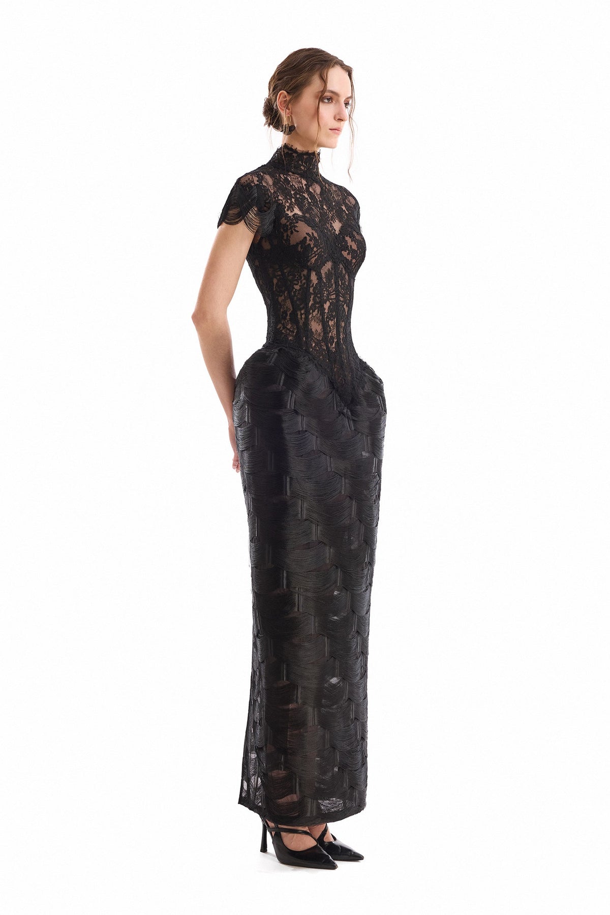 Fringe Corset Dress - Black