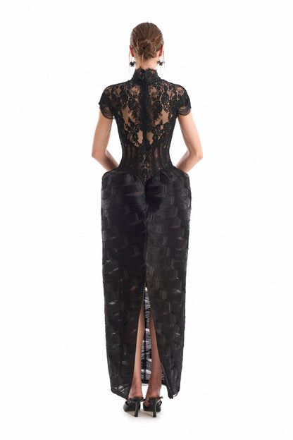 Fringe Corset Dress - Black