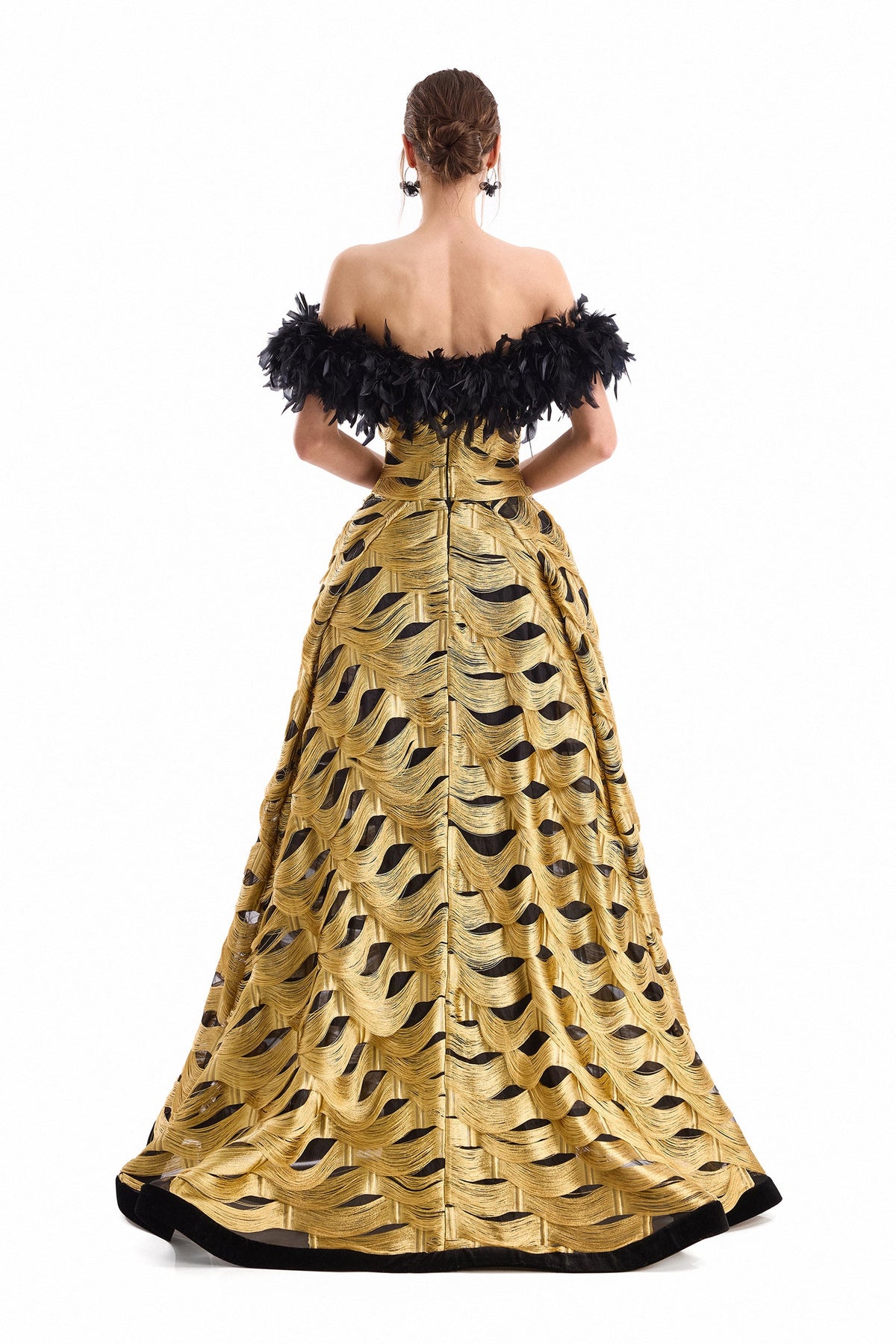 Feathered Fringe Dress - Gold