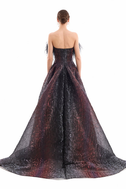 Feathered Dress - Navy