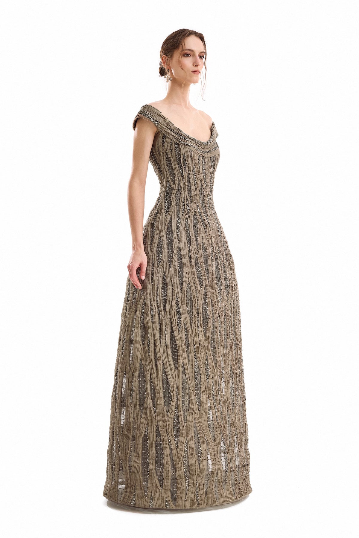 Beaded Cage Dress - Brown