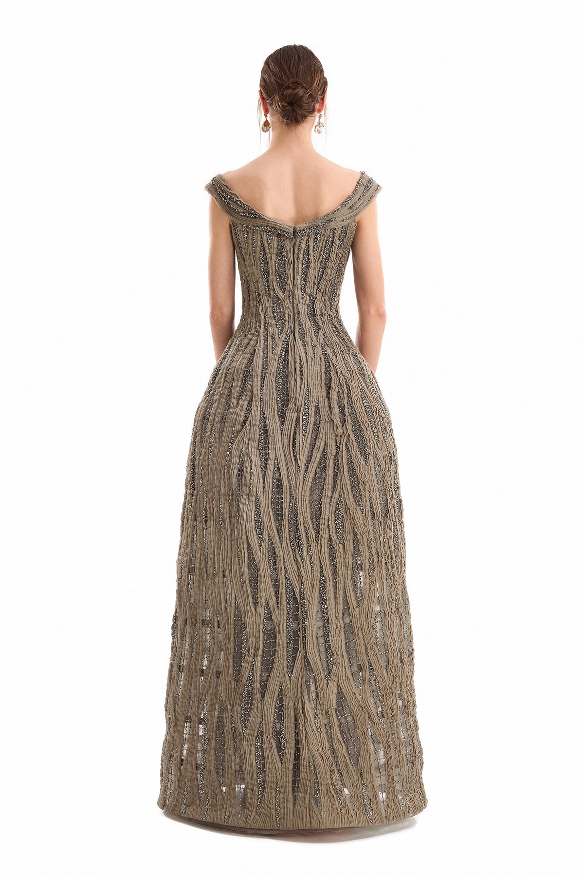 Beaded Cage Dress - Brown