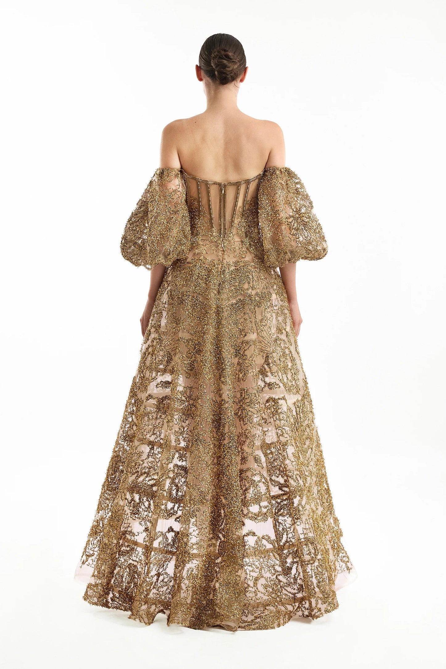 Off-Shoulder Puff Sleeve Gown