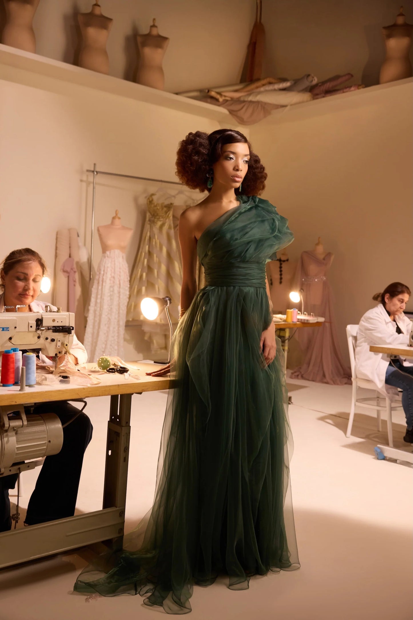 One-Shoulder Ruched Gown