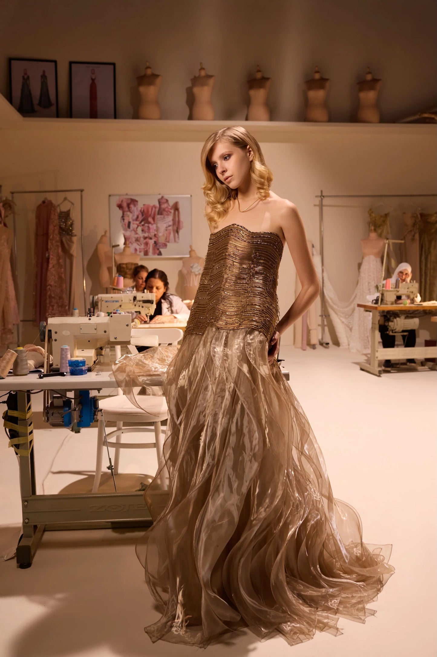Strapless Beaded Gown