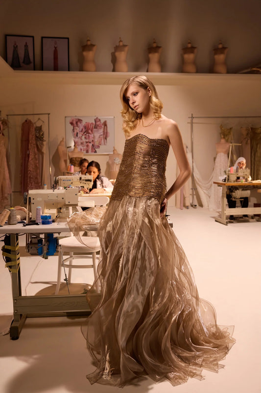 Strapless Beaded Gown
