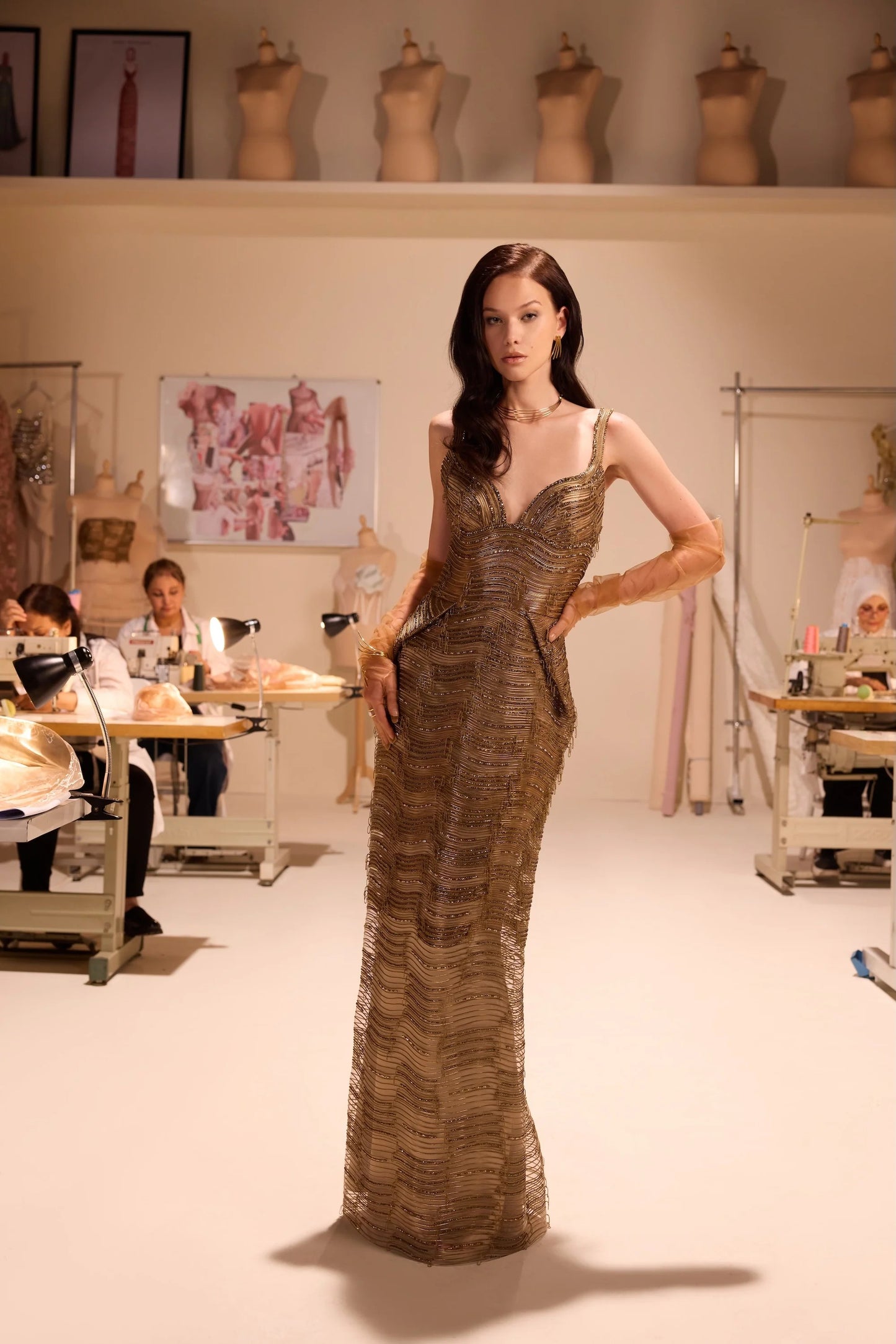 Fully-Beaded Sculpted Gown