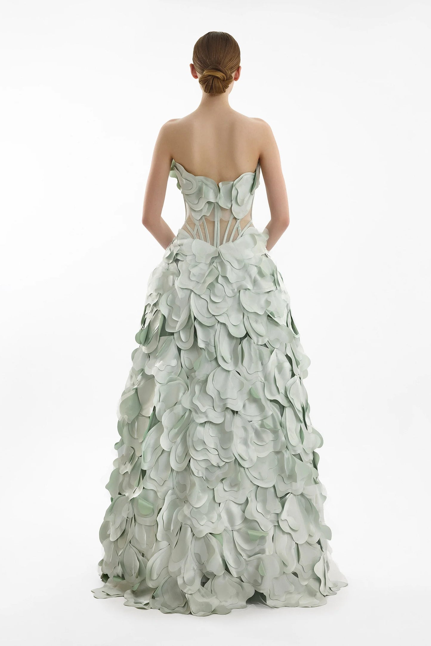 Strapless Gown with Sheer Corset