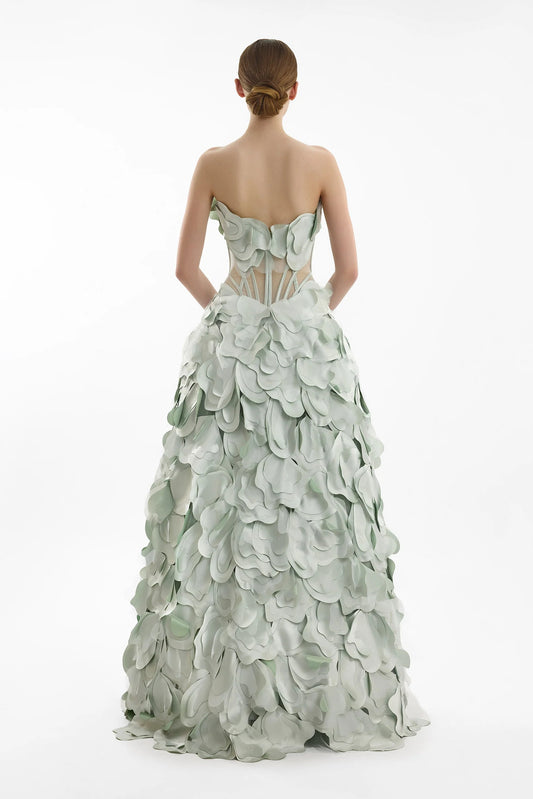 Strapless Gown with Sheer Corset
