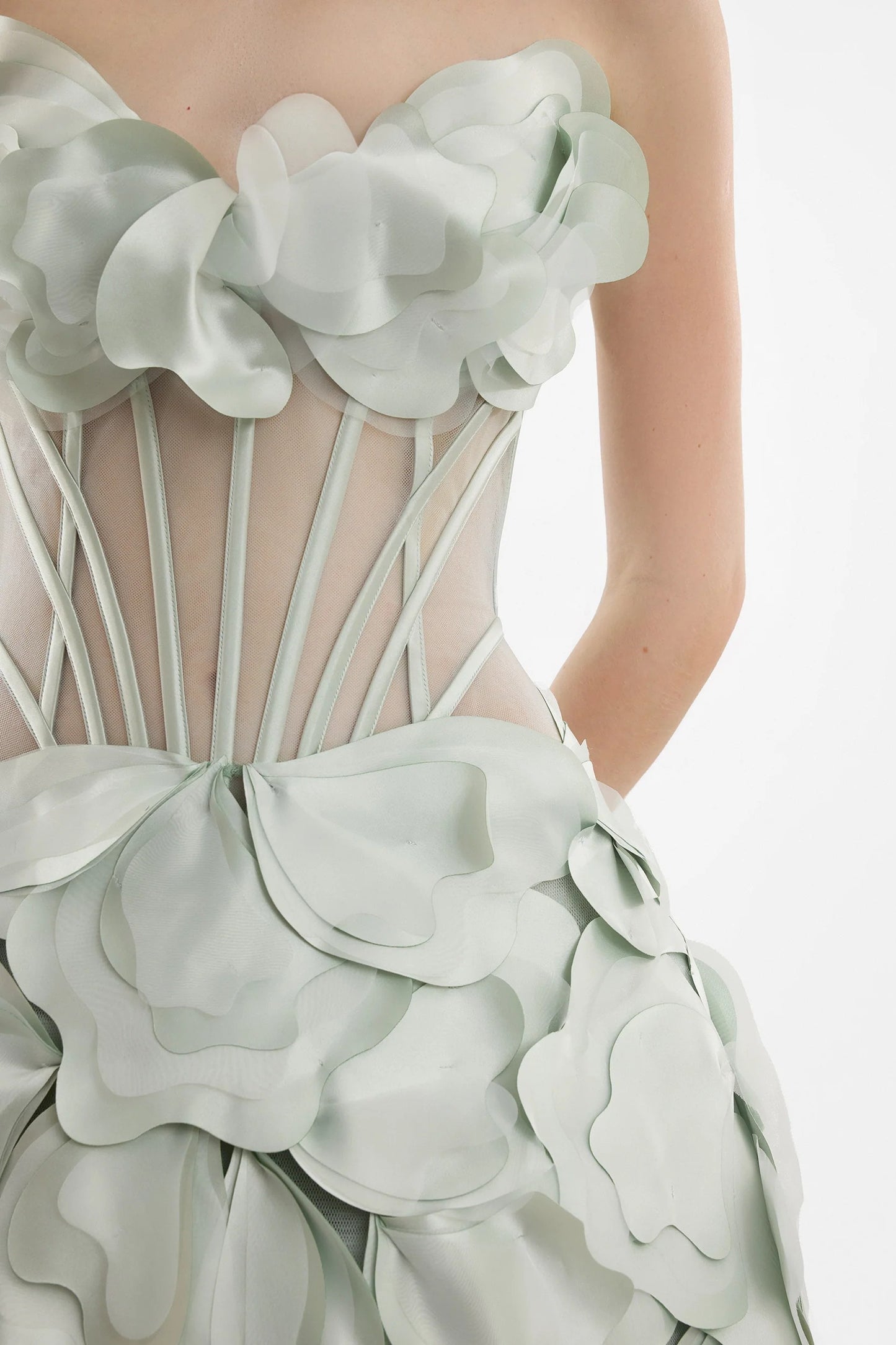 Strapless Gown with Sheer Corset