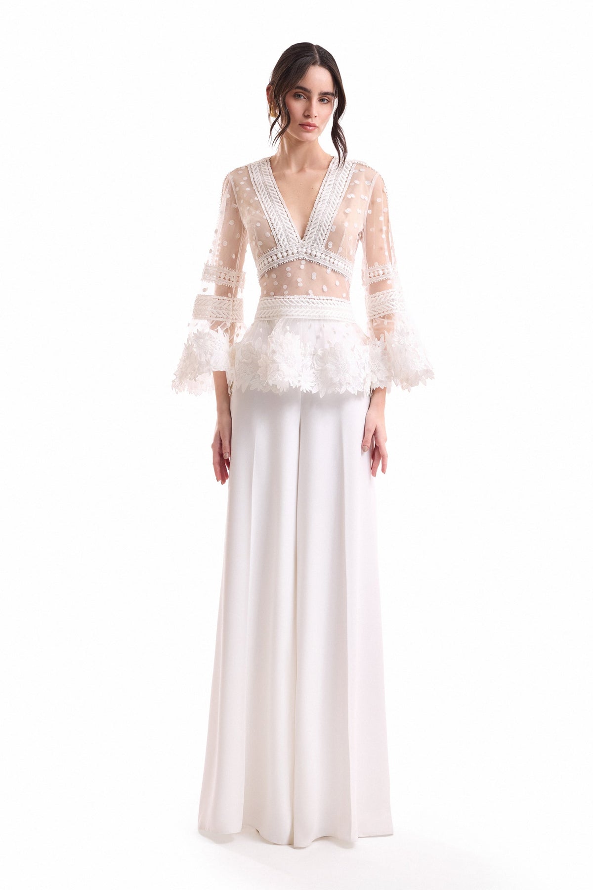 Floral Tulle Set - Ivory/White