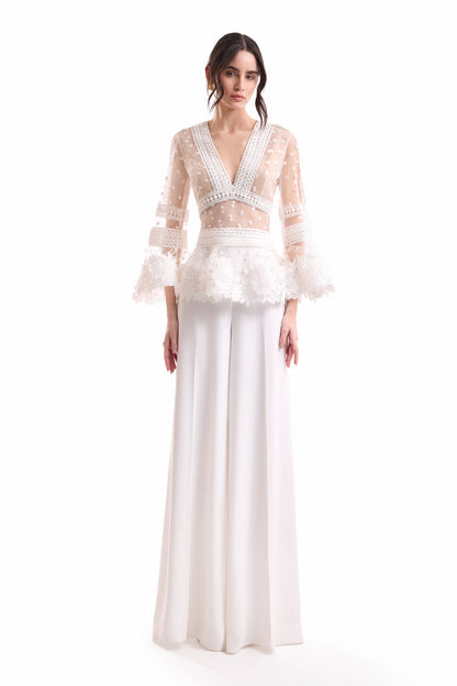 Floral Tulle Set - Ivory/White