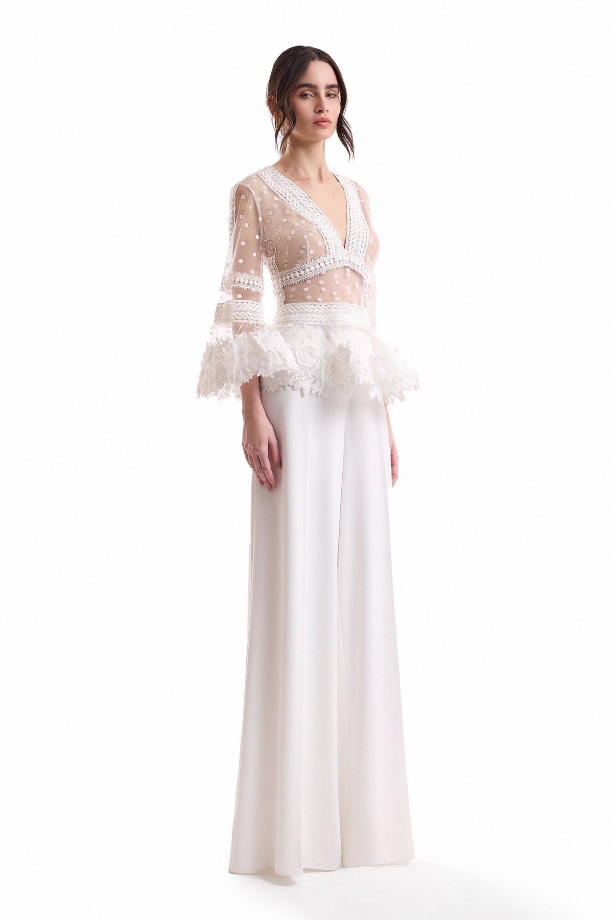 Floral Tulle Set - Ivory/White