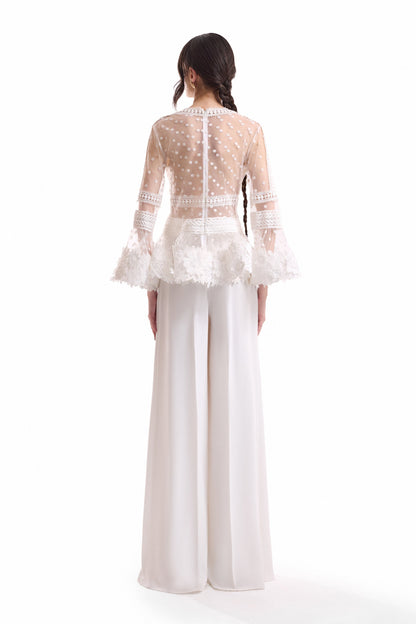 Floral Tulle Set - Ivory/White